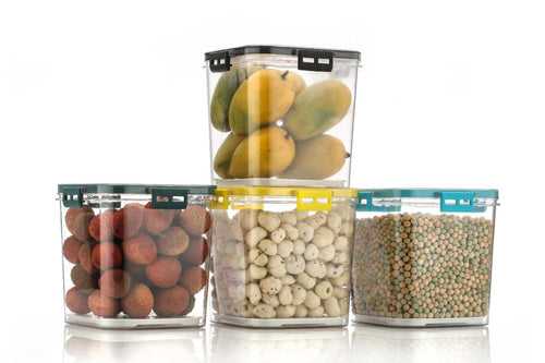 Airtight Plastic Storage Container Set, With 4 Containers