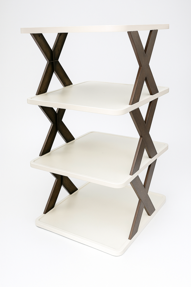 Plastic 4 Layer Foldable Shoe Rack (White & Black)