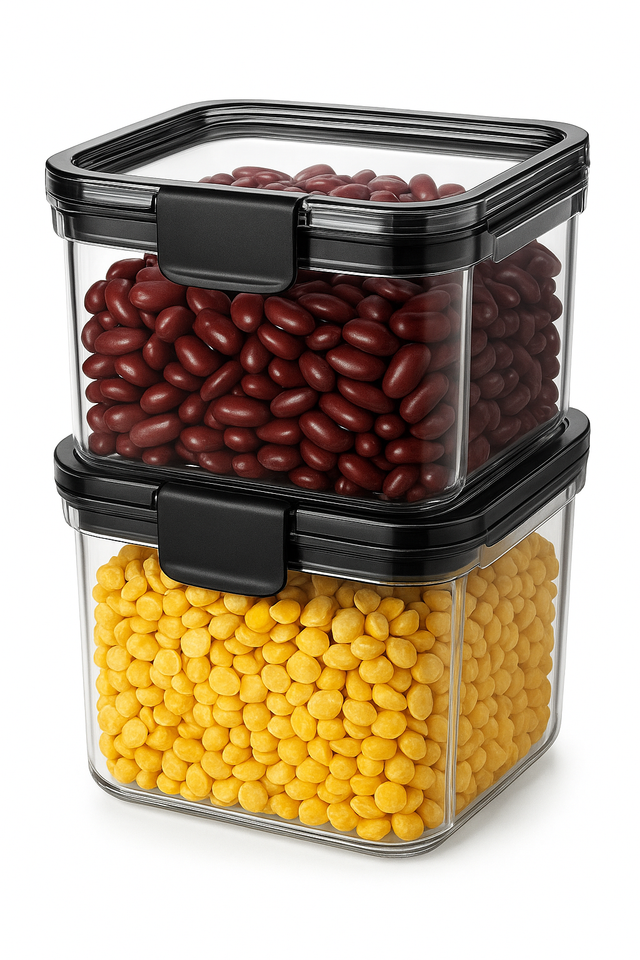 Airtight Plastic Storage Container Set, With 4 Containers