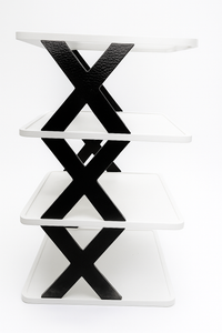 Plastic 4 Layer Foldable Shoe Rack (White & Black)