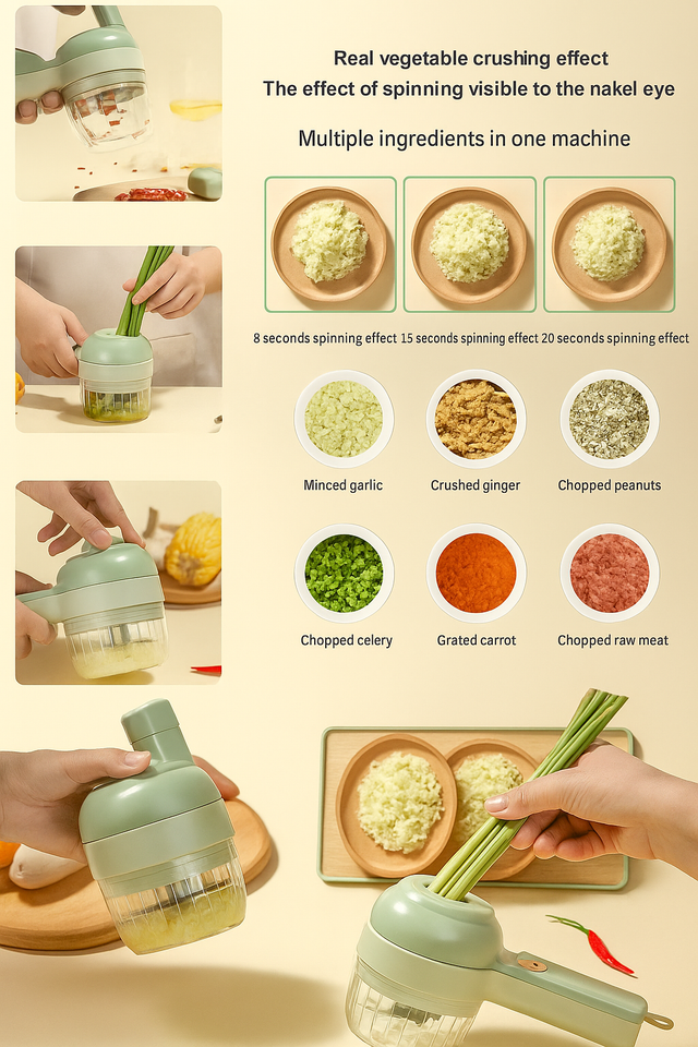 4 in 1 Portable Electric Vegetable Cutter Set