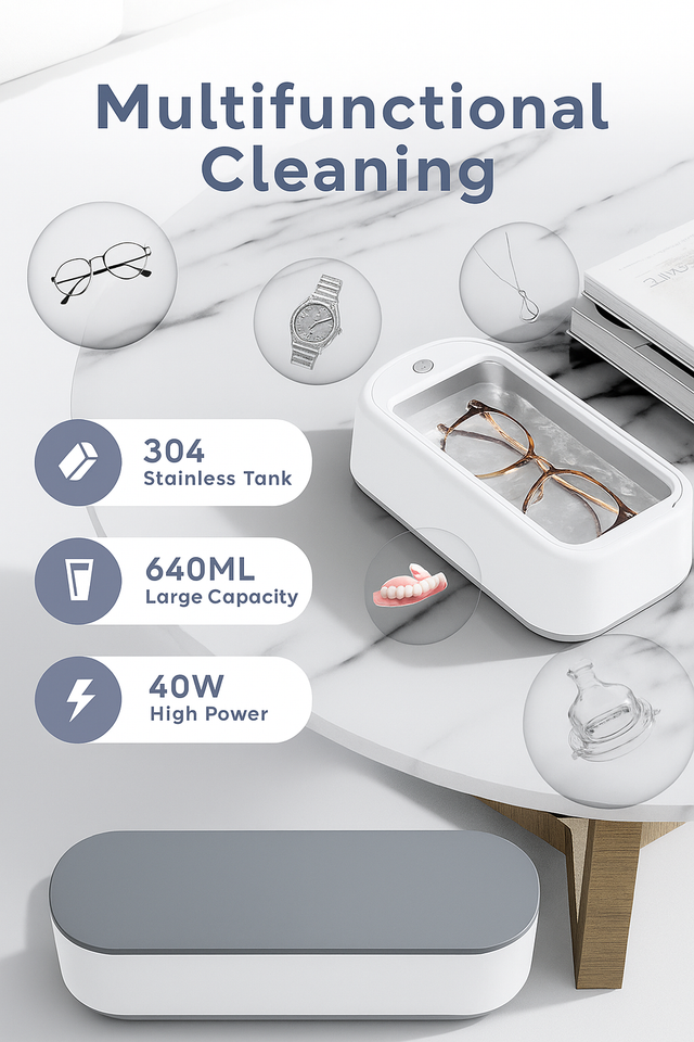 Portable ultrasonic jewellery and make-up kit cleaner machine [ C.O.D Available ]